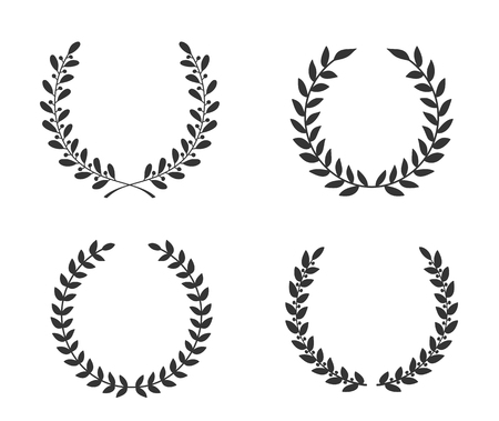 Four hand drawn laurel wreaths, vector eps10 illustrationのイラスト素材