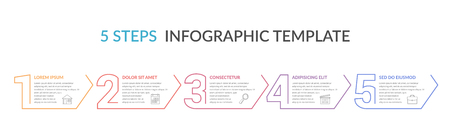 Six numbers with arrows and place for your text, six steps - infographic template, vector eps10 illustrationのイラスト素材