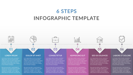 Infographic template with 6 steps, workflow, process chart, vector eps10 illustrationのイラスト素材