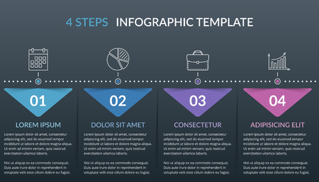Infographic template with 4 steps, workflow, process chart illustrationのイラスト素材
