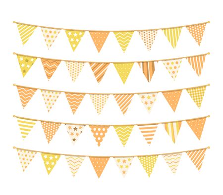 Yellow bunting, design elements for decoration of greetings cards, invitations etcのイラスト素材