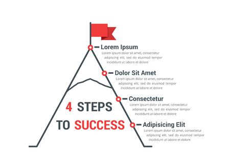 4 Steps to success, infographic template, leadership or motivation concept illustrationのイラスト素材