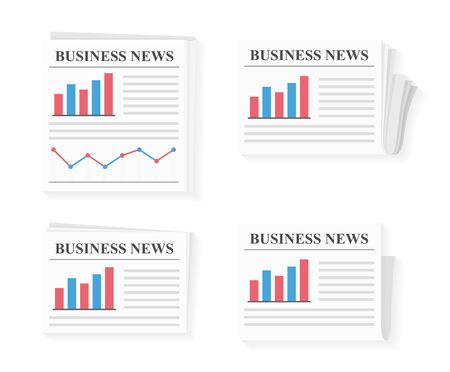 Four newspapers with business news, vector eps10 illustrationのイラスト素材