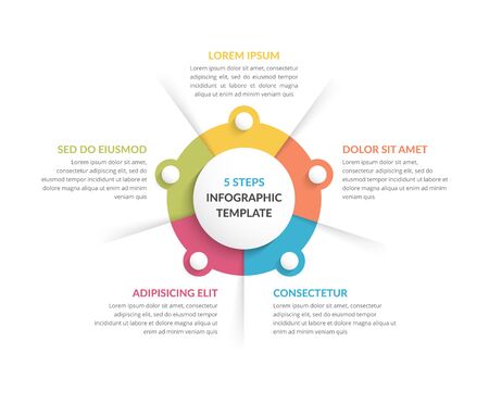 Circle diagram template with five steps or options, infographic template for web, business, presentations, vector eps10 illustrationのイラスト素材