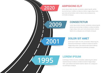 Road infographics template with four elements with place for your text, vector eps10 illustrationのイラスト素材