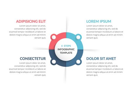 Circle diagram template with four steps or options, infographic template for web, business, presentations, vector eps10 illustrationのイラスト素材