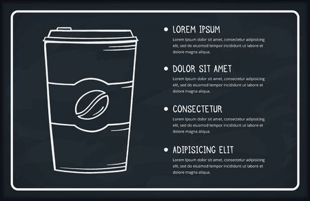 Handdrawn coffee cup on blackboard background with place for your text, vectorのイラスト素材