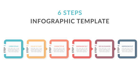 Infographic template with six elements with numbers and place for your text, workflow, process chart, steps or options, vector eps10 illustrationのイラスト素材