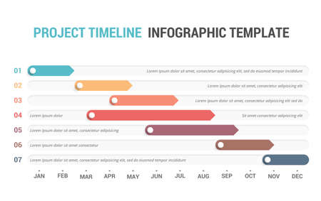 Gantt chart, project timeline with seven stages, infographic template, vector eps10 illustrationのイラスト素材