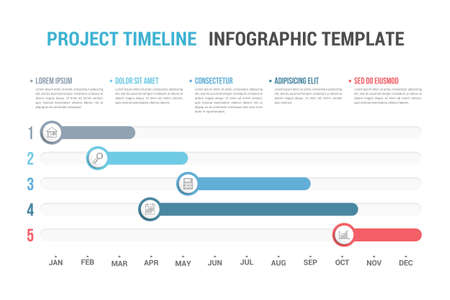 Gantt chart, project timeline with five stages, infographic template, vector eps10 illustrationのイラスト素材