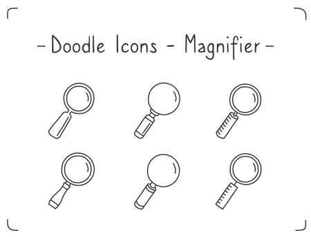 Doodle icons set - magnifying glass, vector eps10 illustrationのイラスト素材