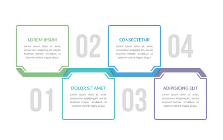 Infographic template with four elements, workflow, process chart, steps or options, vector eps10 illustrationのイラスト素材