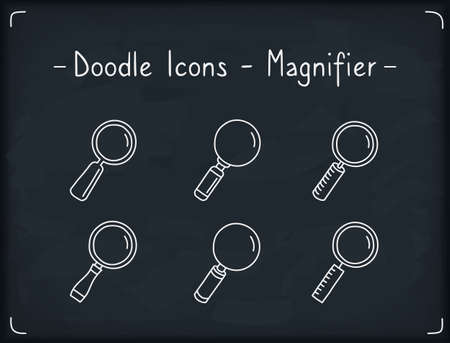 Doodle icons set - magnifying glass, vector eps10 illustrationのイラスト素材