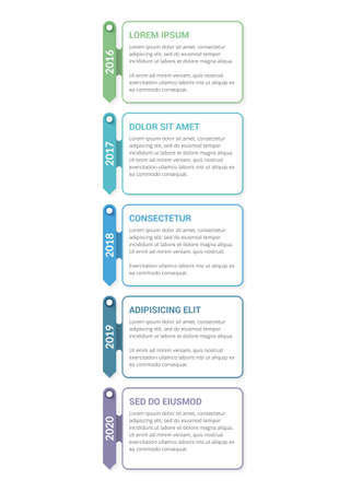 Vertical timeline template with five arrows, infographic template for web, business, presentations, workflow or process diagram, vector eps10 illustrationのイラスト素材