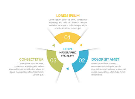 Minimal circle diagram with three steps or options, infographic template for web, business, presentations, vector eps10 illustrationのイラスト素材