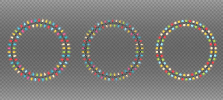 Three circles made of different Christmas Lights, vector eps10 illustrationのイラスト素材