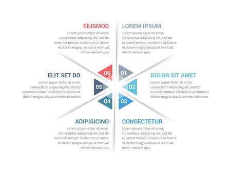 Minimal circle diagram template with six steps or options, infographic template for web, business, presentations, vector eps10 illustrationのイラスト素材