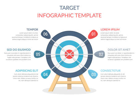 Target with six arrows, infographic template, vector eps10 illustrationのイラスト素材