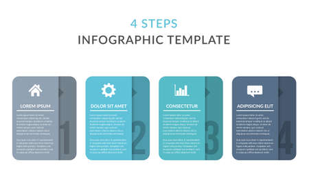 Four infographic elements with numbers, icons and place for your text, workflow, process chart, steps or options, vector eps10 illustrationのイラスト素材