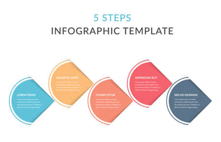 Infographic template with 5 steps, workflow, process chart.のイラスト素材