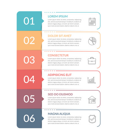 Infographic template with 6 steps, workflow, process chart, vector eps10 illustrationのイラスト素材