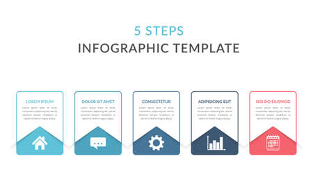 Infographic template with five elements with place for your text and icons, workflow, process chart, steps or options, vector eps10 illustrationのイラスト素材