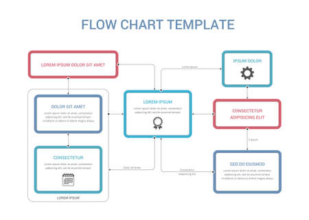 Flow chart infographic template with nodes and arrows, process diagram, organization structure template, vector eps10 illustrationのイラスト素材
