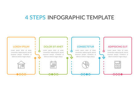 Infographic template with four elements with place for your text and icons, workflow, process chart, steps or options, vector eps10 illustrationのイラスト素材