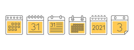Set of calendar line icons, vector eps10 illustrationのイラスト素材