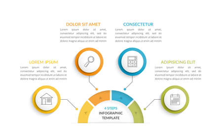 Infographic template with 4 steps or options with place for your icons and text, workflow, process chart, vector eps10 illustrationのイラスト素材