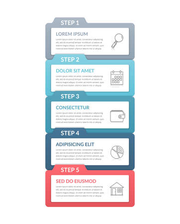 Infographic template with 5 steps with place for text and icons, vector eps10 illustrationのイラスト素材