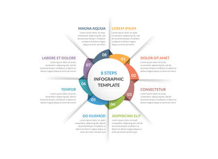 Circle infographic template with eight steps or options, process chart, vector eps10 illustrationのイラスト素材