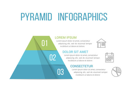 Pyramid with three segments, infographic template for web, business, reports, presentations, etc, vector eps10 illustrationのイラスト素材