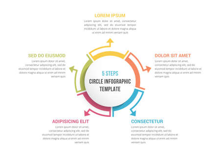 Circle diagram template with five elements, infographic template for web, business, presentations, vector illustrationのイラスト素材
