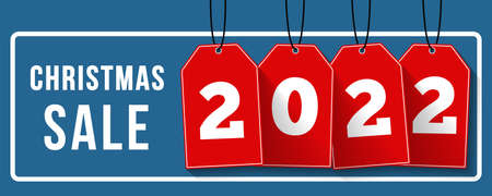 Christmas sale banner with sale tags with number 2022のイラスト素材