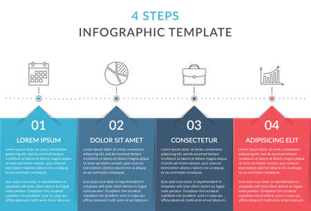Infographic template with 4 steps, workflow, process chart, vector eps10 illustrationのイラスト素材