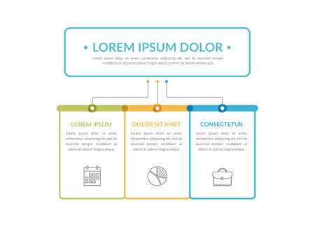 Flowchart with main title and 3 elements, workflow, process chart, infographic template, vector eps10 illustrationのイラスト素材