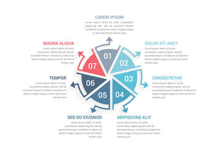 Circle diagram template with seven elements, infographic template for web, business, presentations, vector eps10 illustrationのイラスト素材