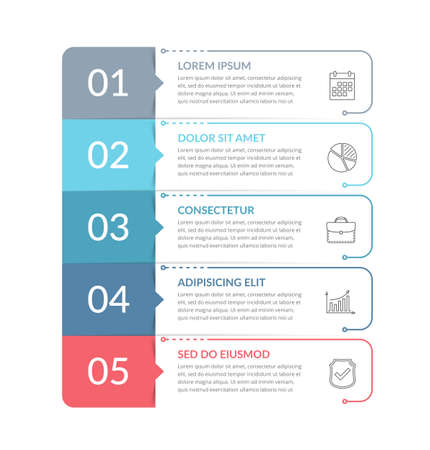 Infographic template with 5 steps, workflow, process chart, vector eps10 illustrationのイラスト素材