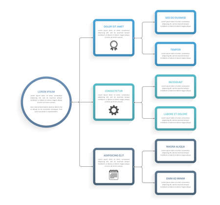 Flow chart infographic template with nodes and arrows, process diagram, organization structure template, vector eps10 illustrationのイラスト素材