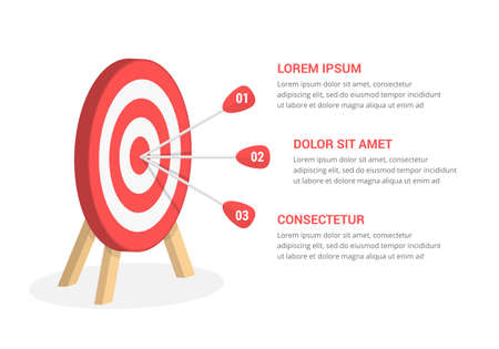 Target with three arrows, three steps or options infographics, vector eps10 illustrationのイラスト素材
