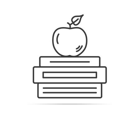 Books with apple line iconのイラスト素材