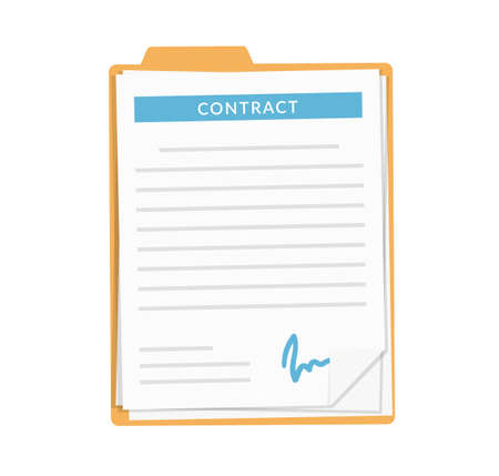 Folder with documents with signature, contract, white background, vector eps10 illustrationのイラスト素材