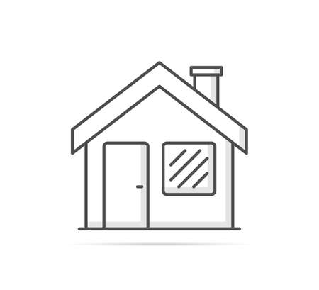 House with door and window - line icon illustrationのイラスト素材