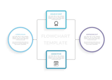 Flowchart infographic template with nodes and arrows, process diagram, organization structure template illustrationのイラスト素材