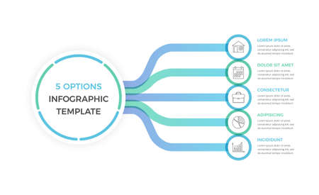 Infographic template with 5 options with text and icons, vector eps10 illustrationのイラスト素材