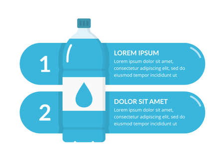 Water bottle with two elements for text, infographic template, vector eps10 illustrationのイラスト素材