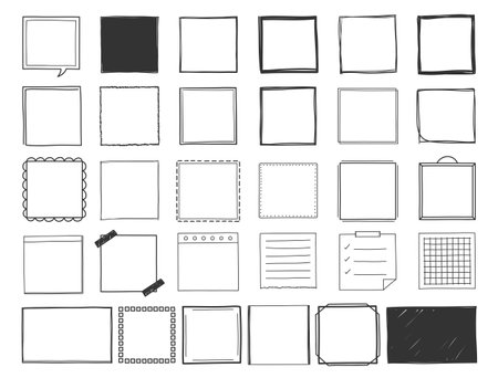 Set of handdrawn doodle squares and objects, vector eps10 illustrationのイラスト素材