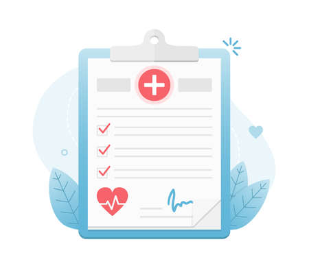 Medical health check up concept, clipboard with check boxes illustrationのイラスト素材