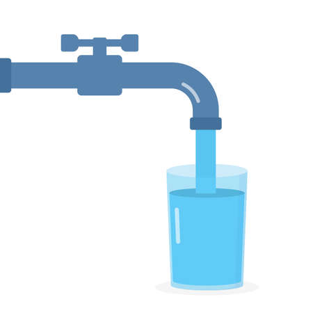 Water in glass from the tap, pure water suitable for drinking, vector eps10 illustrationのイラスト素材